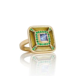 Brooke Gregson ALBERS ENAMEL TANZANITE EMERALD RING Best Sale
