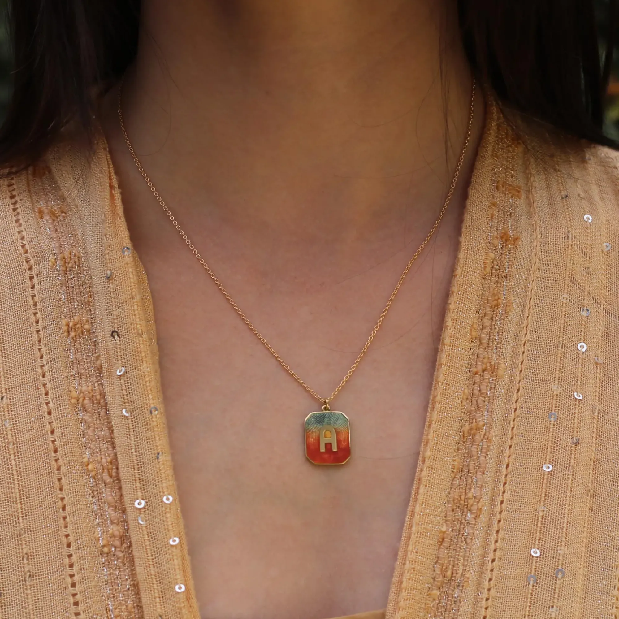 Brooke Gregson Alphabet Sunrise Enamel Letter Necklace (Small) Flash Sale