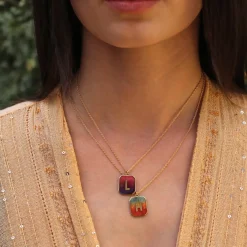 Brooke Gregson Alphabet Sunrise Enamel Letter Necklace (Small) Flash Sale