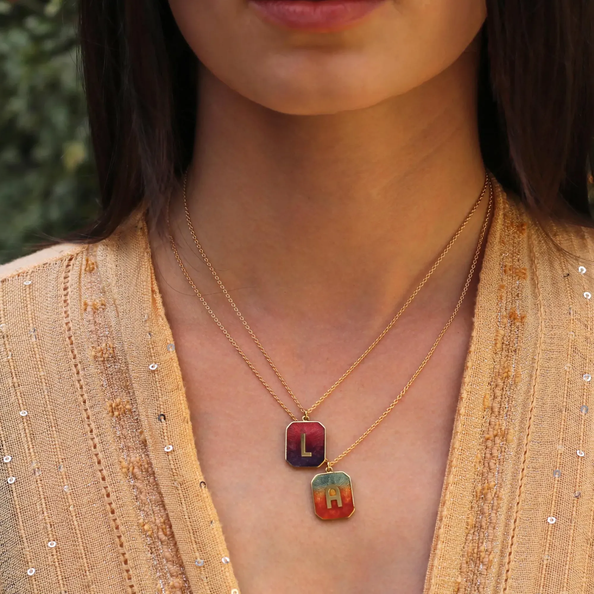 Brooke Gregson Alphabet Sunrise Enamel Letter Necklace (Small) Flash Sale