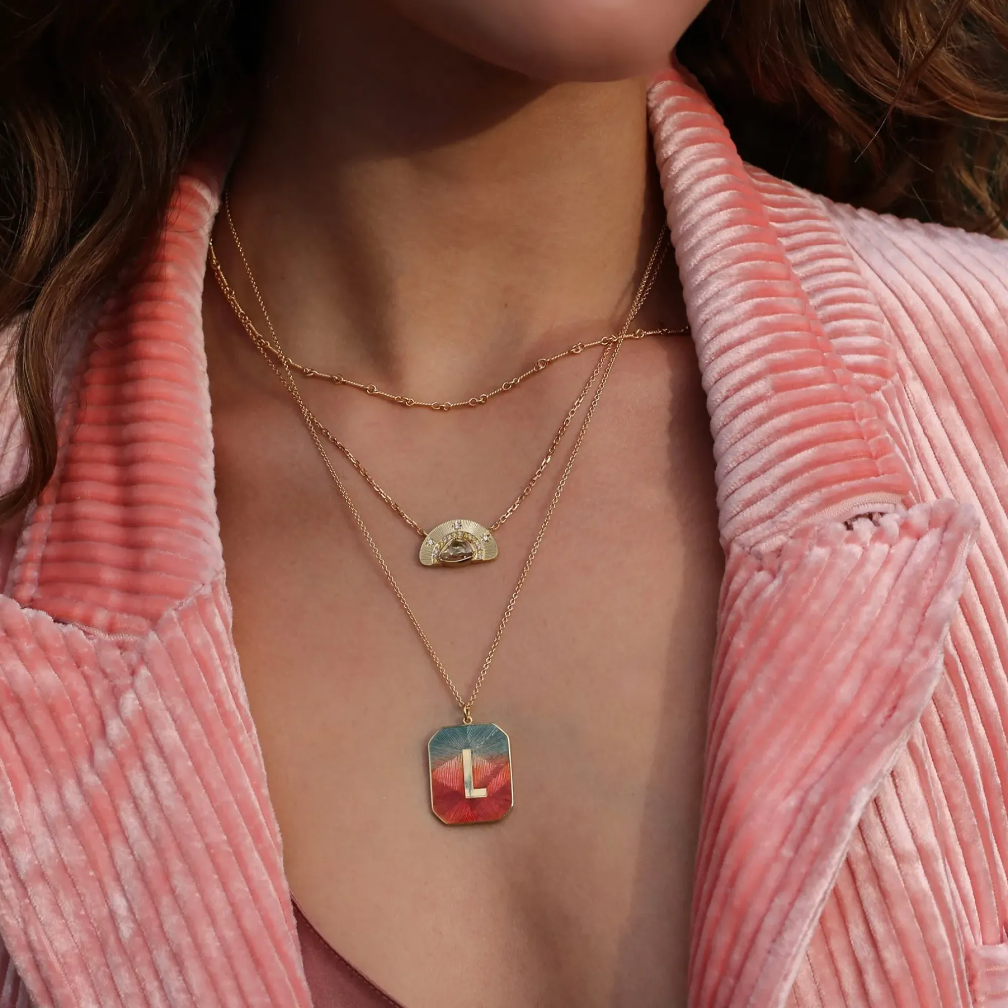 Brooke Gregson Alphabet Sunrise Enamel Letter Necklace Cheap