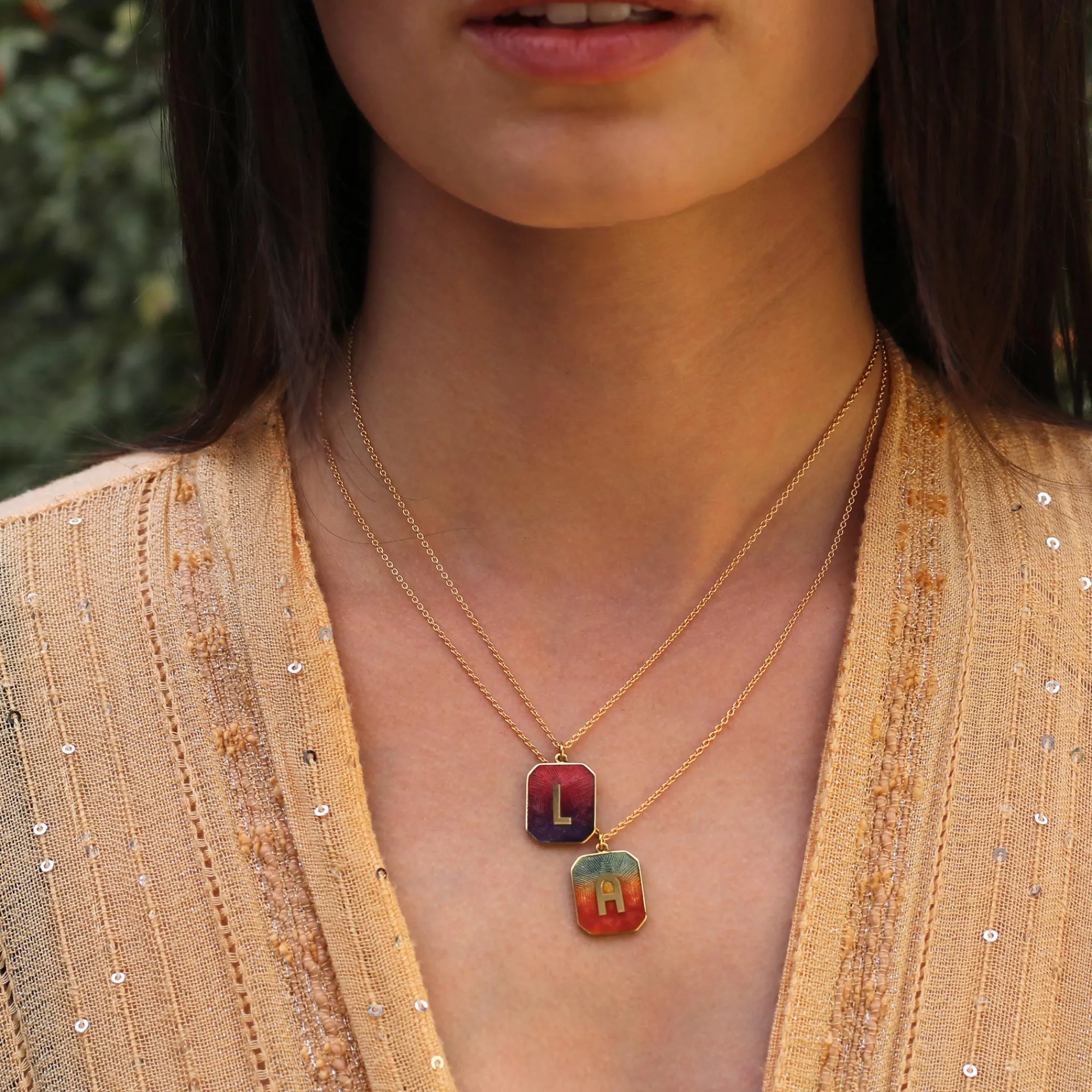 Brooke Gregson Alphabet Sunset Enamel Letter Necklace (Small) Store