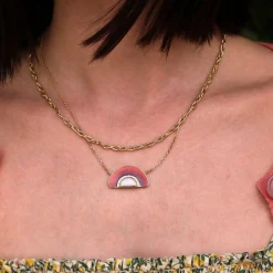 Brooke Gregson Australian Opal Sunrise Enamel Diamond Necklace Flash Sale
