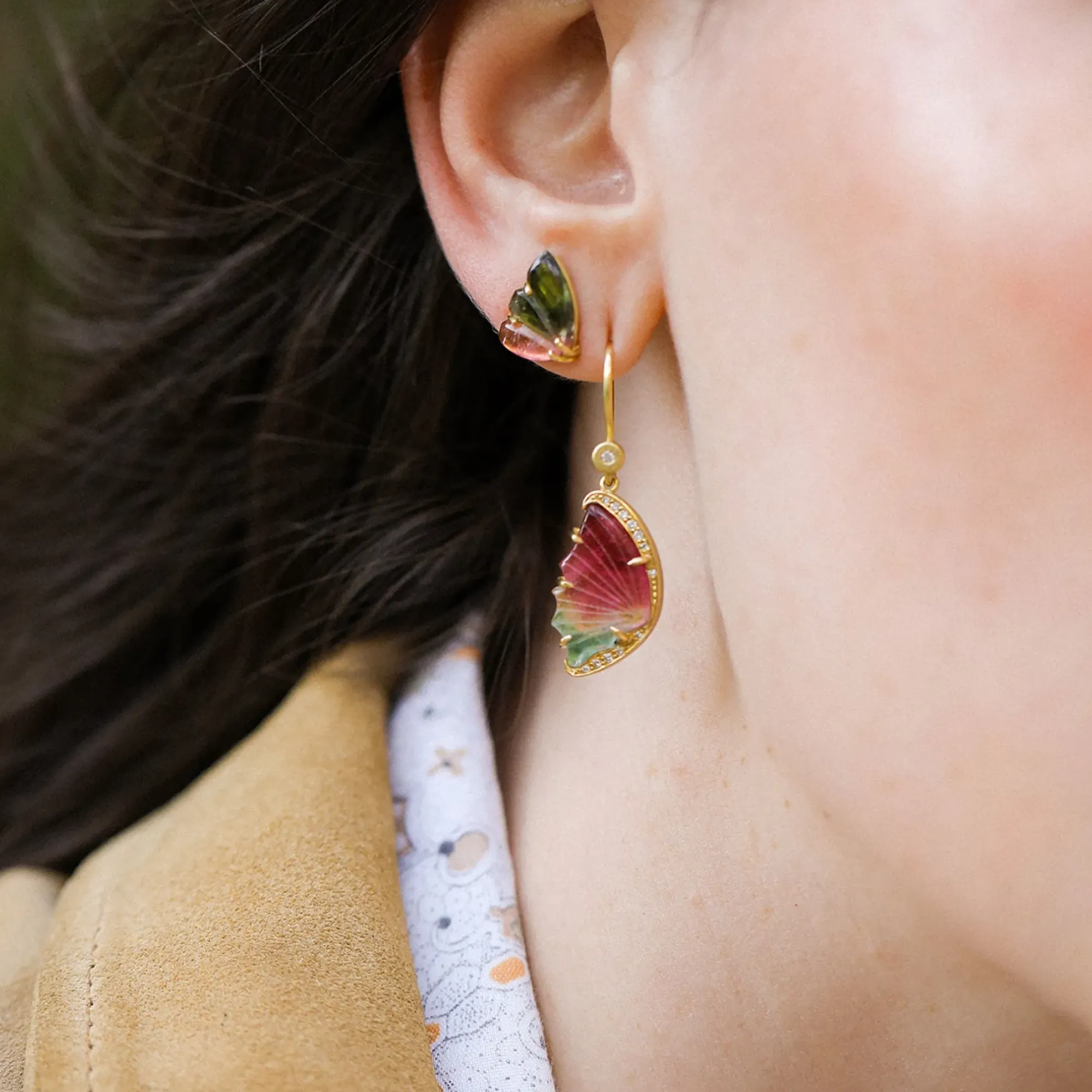 Brooke Gregson BI COLOR TOURMALINE BUTTERFLY EARRINGS New