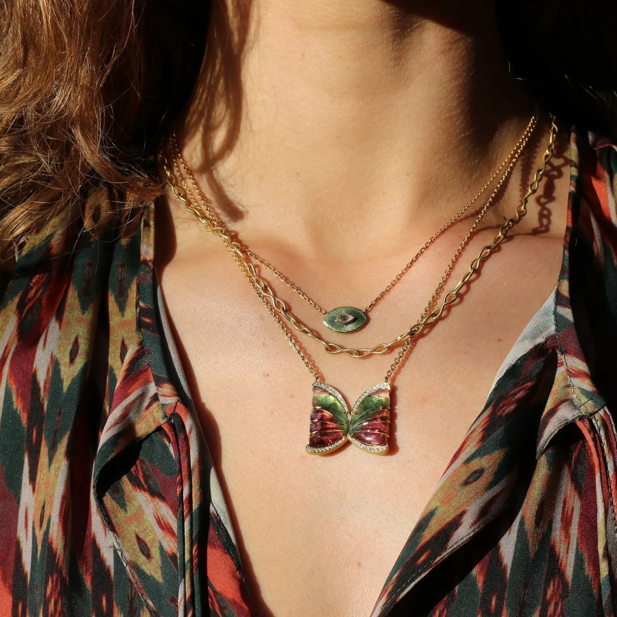 Brooke Gregson BUTTERFLY TOURMALINE DIAMOND NECKLACE Hot
