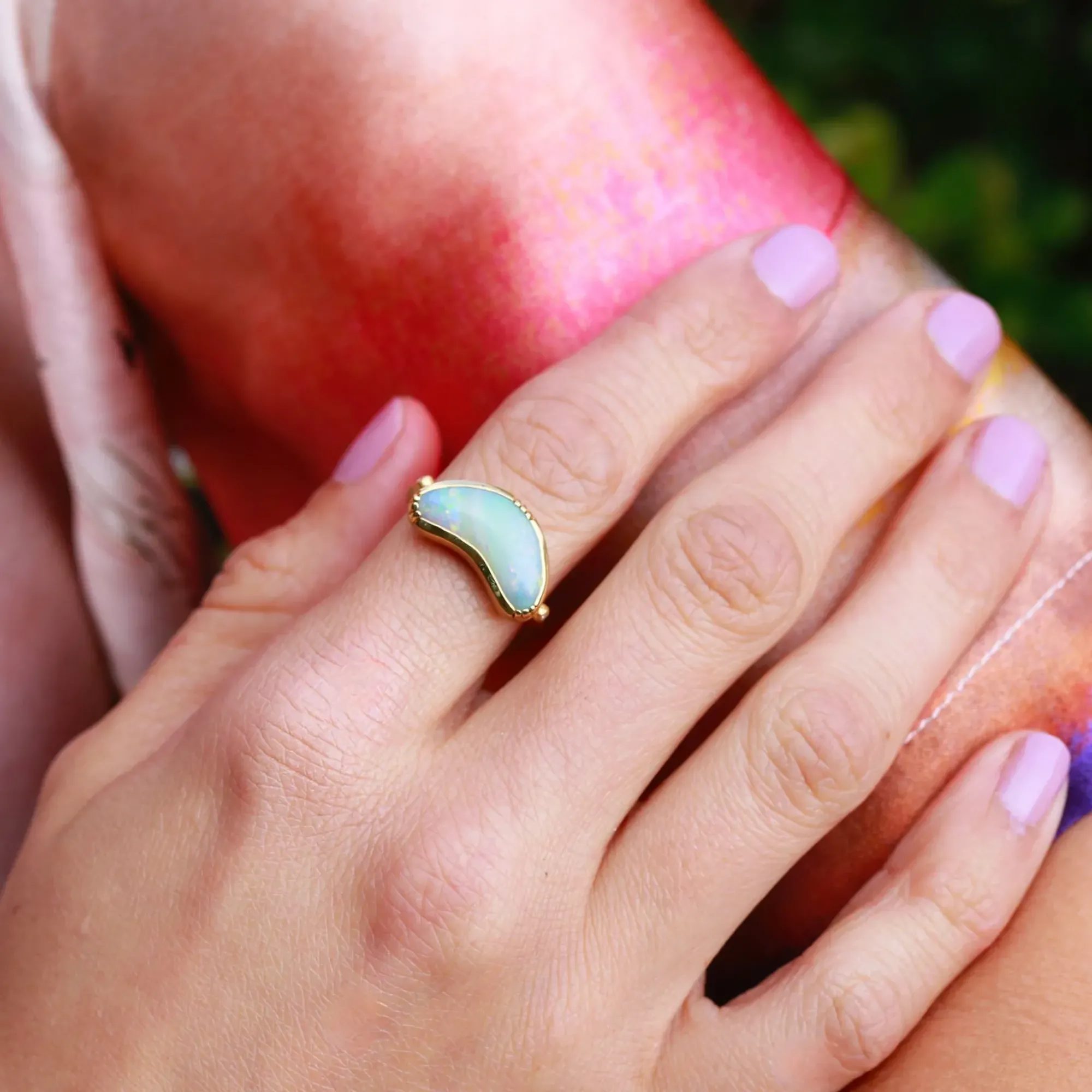 Brooke Gregson CRESCENT MOON BOULDER OPAL RING New