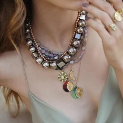 Brooke Gregson Crescent Moon Enamel Diamond Necklace Fashion