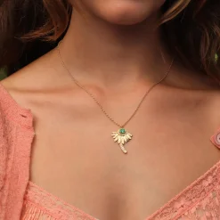 Brooke Gregson DAISY EMERALD DIAMOND ENGRAVED NECKLACE Discount