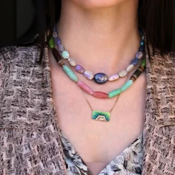 Brooke Gregson DIAMOND HEX HALO OMBRE ENAMEL NECKLACE Best