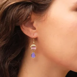 Brooke Gregson ELLIPSE TEARDROP WOOD OPAL DIAMOND EARRINGS Cheap