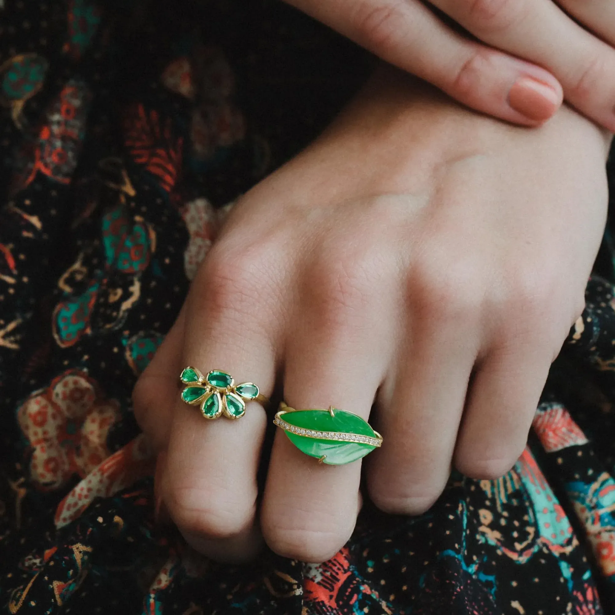 Brooke Gregson EMERALD FLOWER RING Sale