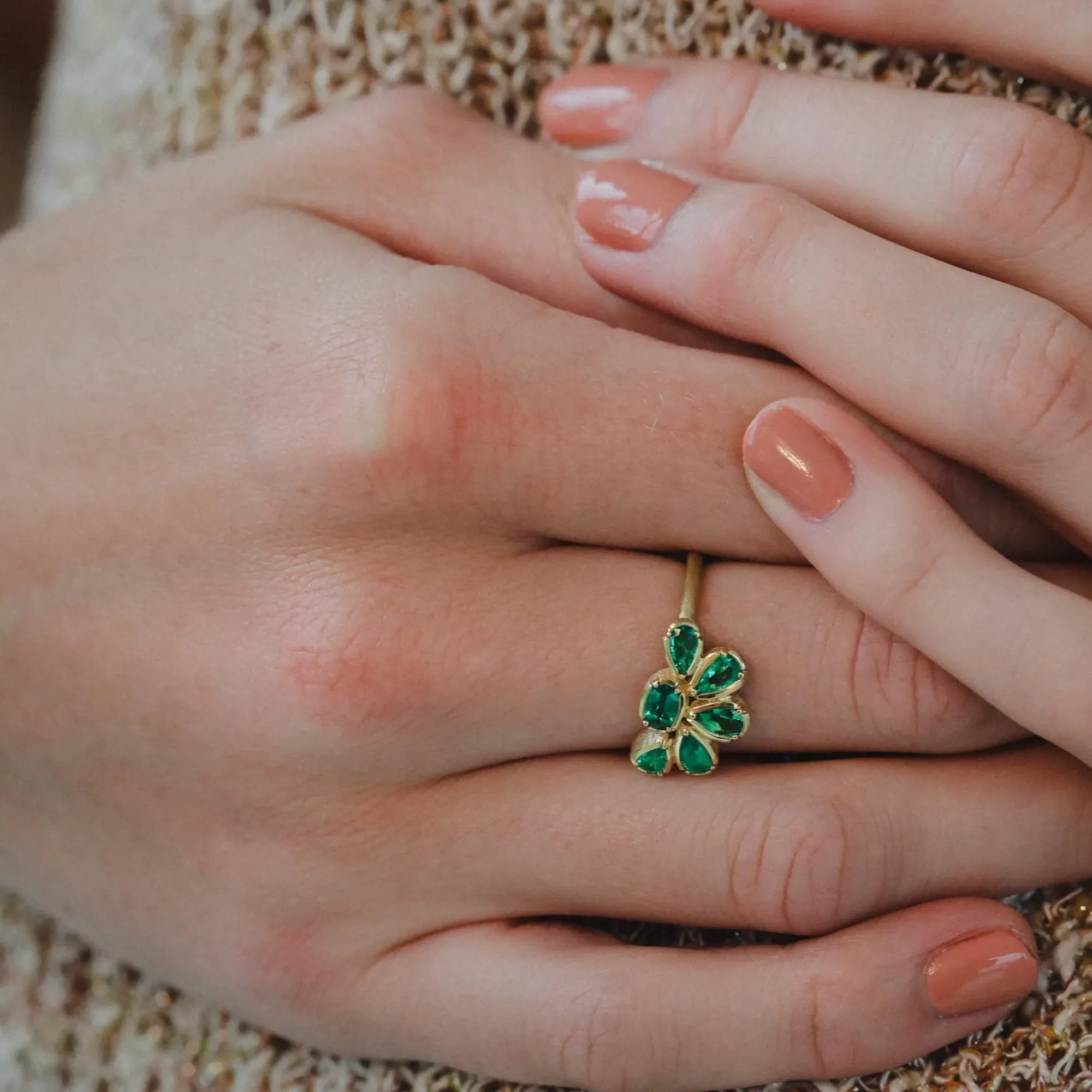 Brooke Gregson EMERALD FLOWER RING Sale