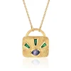 Brooke Gregson EMERALD SAPPHIRE LOCK NECKLACE Sale