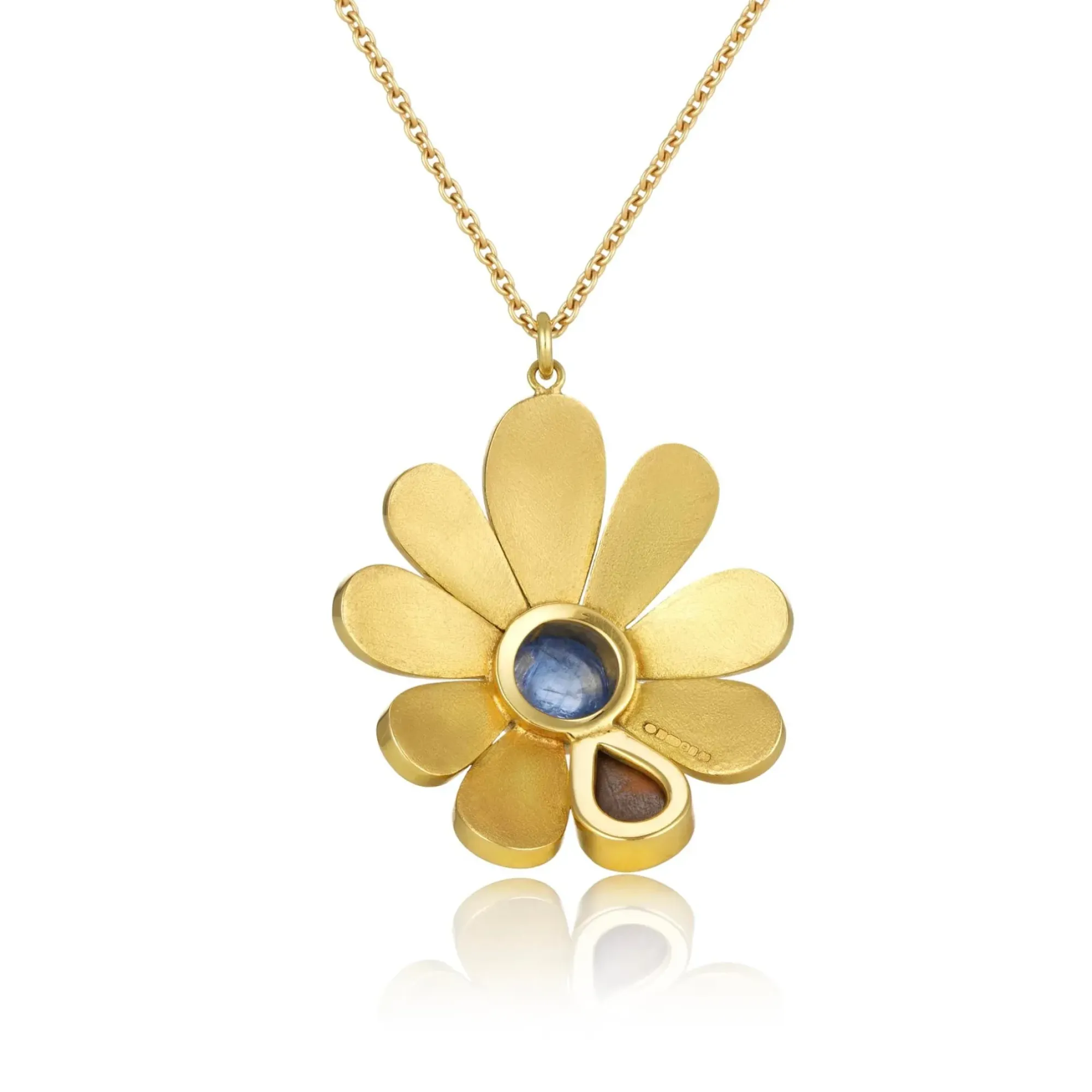 Brooke Gregson Enamel Sunflower Opal Blue Sapphire Necklace New