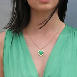 Brooke Gregson ENGRAVED CHRYSOPRASE HEART NECKLACE Clearance