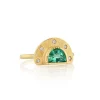 Brooke Gregson ENGRAVED HALF MOON STARLIGHT EMERALD RING Hot