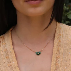 Brooke Gregson HEART GREEN ENAMEL DIAMOND NECKLACE Clearance