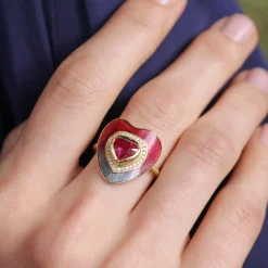 Brooke Gregson HEART RUBY DIAMOND ENAMEL RING Flash Sale