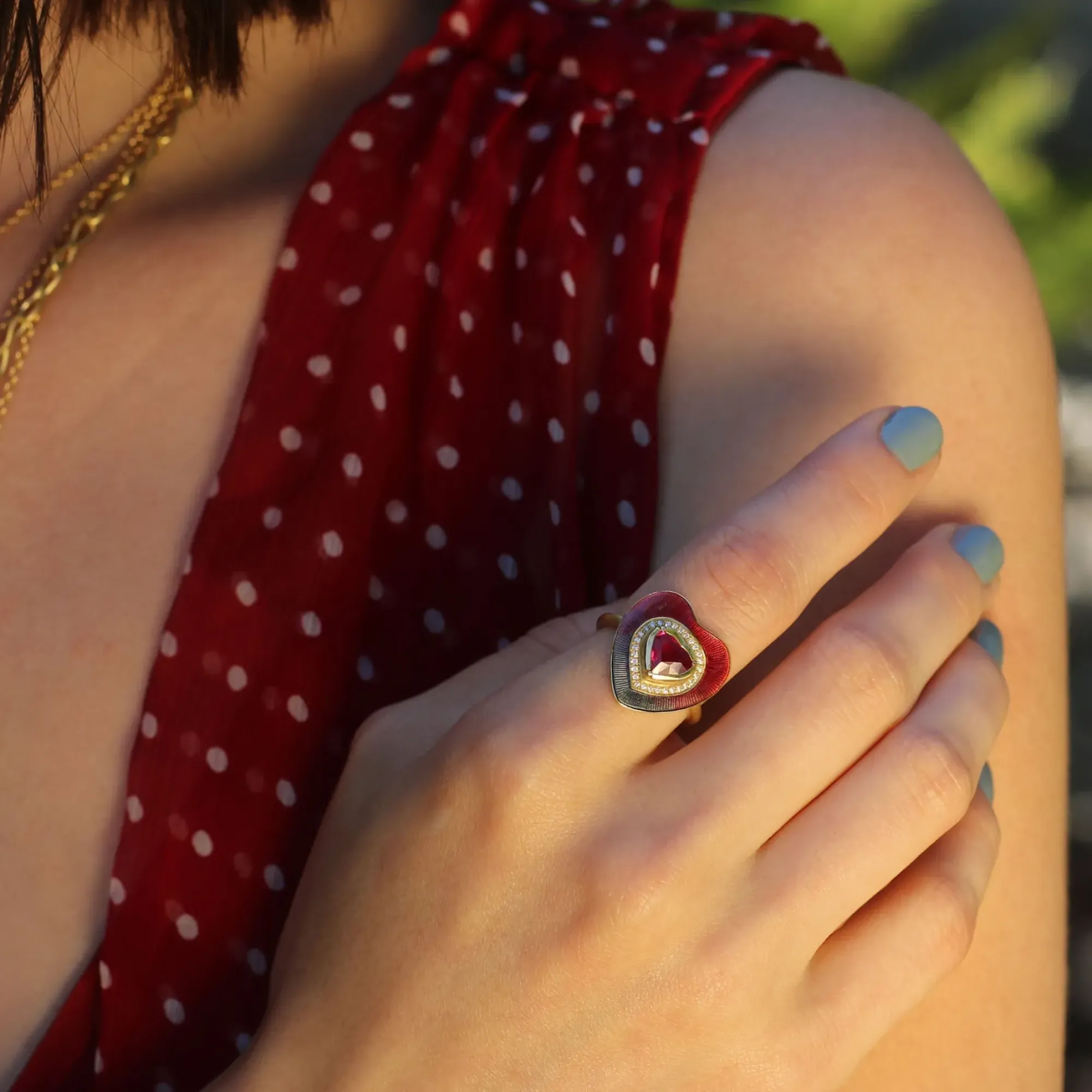 Brooke Gregson HEART RUBY DIAMOND ENAMEL RING Flash Sale