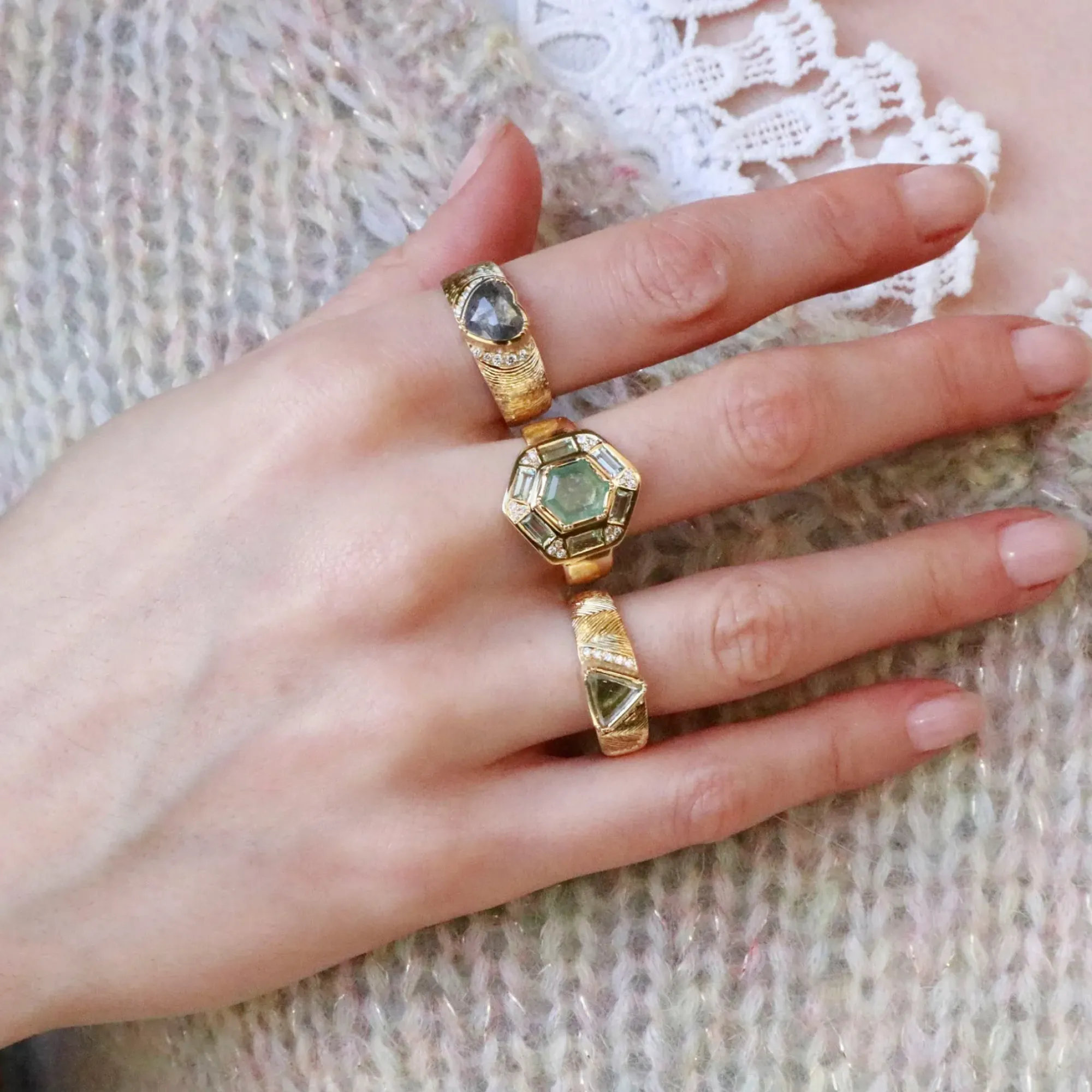 Brooke Gregson HERA ENGRAVED MACLE DIAMOND RING Hot
