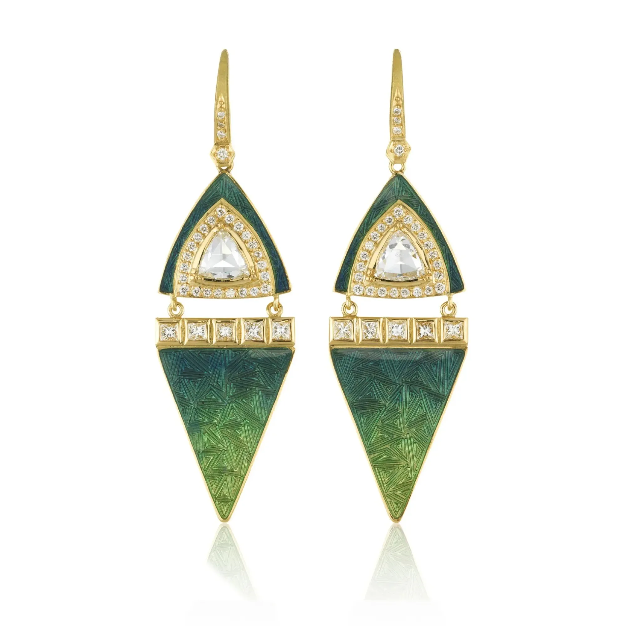Brooke Gregson Nefertiti Diamond Green Enamel Earrings Clearance