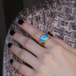 Brooke Gregson OPAL ELLIPSE ENGRAVED RING Best Sale