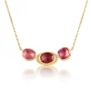 Brooke Gregson ORBIT 3 PINK SAPPHIRE RUBY HALO NECKLACE Store