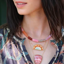 Brooke Gregson RHODOCHROSITE HALO DIAMOND NECKLACE Flash Sale