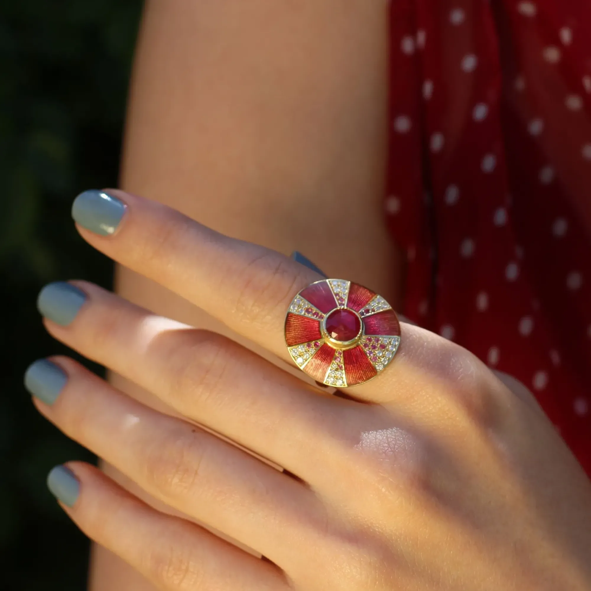 Brooke Gregson Ruby Diamond Pinwheel Ring New