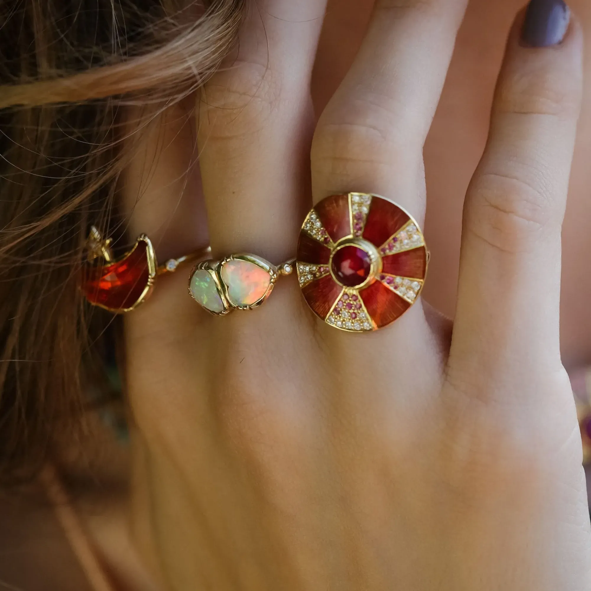 Brooke Gregson Ruby Diamond Pinwheel Ring New