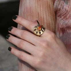 Brooke Gregson SUNSHINE MANDARIN GARNET RUBY ENGRAVED RING Sale