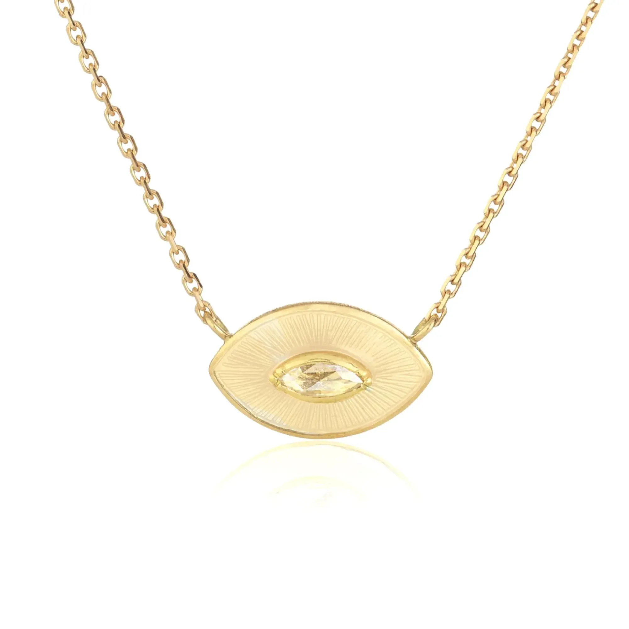 Brooke Gregson Talisman Cream Enamel Diamond Necklace Outlet