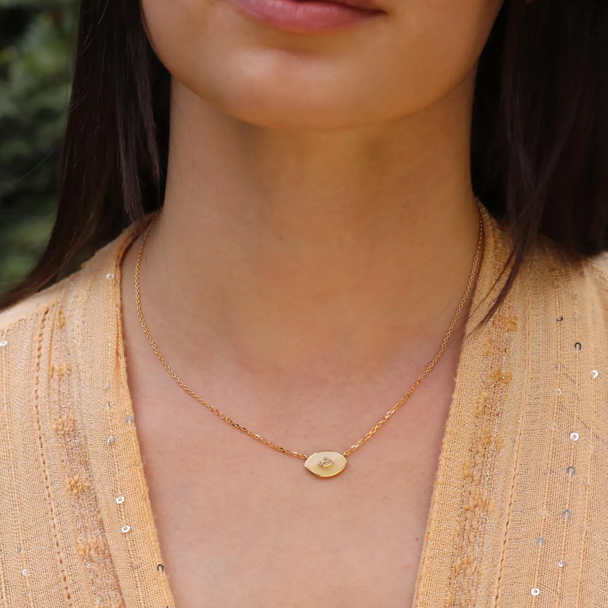 Brooke Gregson Talisman Cream Enamel Diamond Necklace Outlet