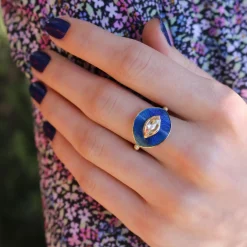 Brooke Gregson TALISMAN DIAMOND COBALT BLUE ENAMEL RING Best