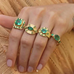 Brooke Gregson TALISMAN SHIELD EMERALD ENGRAVED RING Best