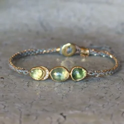 Brooke Gregson TRIPLE ORBIT HALO SAPPHIRE SILK GOLD BRACELET Fashion