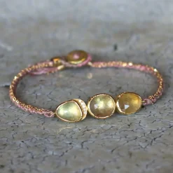 Brooke Gregson TRIPLE ORBIT HALO SAPPHIRE SILK GOLD BRACELET Flash Sale