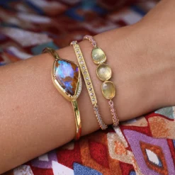 Brooke Gregson TRIPLE ORBIT HALO SAPPHIRE SILK GOLD BRACELET Flash Sale