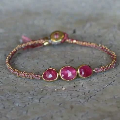 Brooke Gregson TRIPLE ORBIT RUBY SILK GOLD BRACELET New